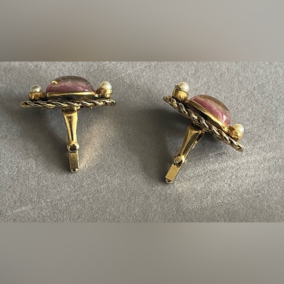 RARE art deco antique vintage cuff links Opal Pearl Gold - Picture 2 of 12